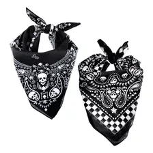 Bandana Lenco Estampado Rock Caveira Moda Kit Com 2 Bandanas