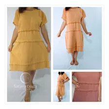 Vestido De Pano De Saco Feminino (midi)