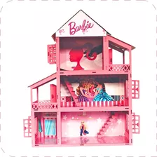 Brinquedo Casinha P/ Boneca Tema Barbie Genérico Com Móveis