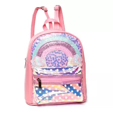 Mochila Infantil Jardin Nena 9 PuLG. Arcoiris Trendy 51434 Color Rosa Diseño De La Tela Liso