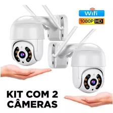 Kit 2 Camera Segurança Gira 320° Smart Ip Wifi Icsee Full Hd Cor Preto