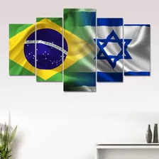 Quadro Brasil E Israel Decorativo União De Poderes 