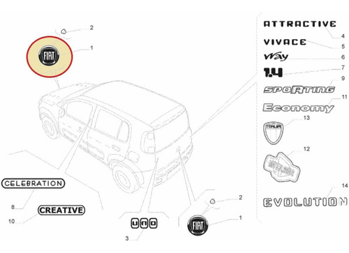Emblema Delantero Original Fiat Uno Vivace 1.4 2011-2014 Foto 4