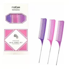 Maxcare® Set 3 Peinetas Para Mecha 1mm 1.5mm 2mm Coloridas