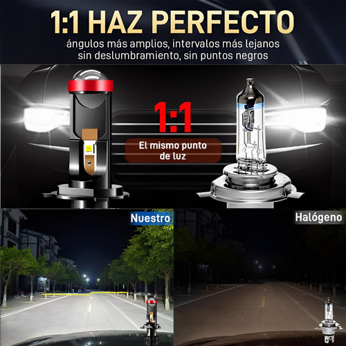 Kit De Faros Led H4 Lupa Mini Proyector Csp Para Auto Moto Foto 4