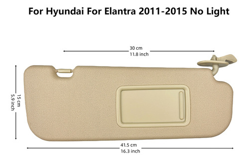 Parasol Lateral Derecho Beige Para Hyundai Elantra 2011-2015 Foto 2