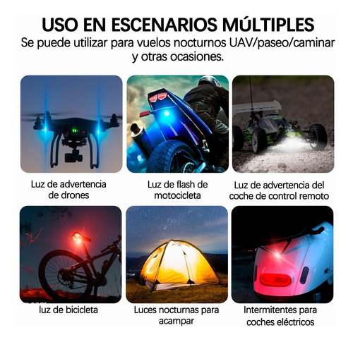 Estrobo Luces Led Recargable Auto Moto Bici Drones Foto 7