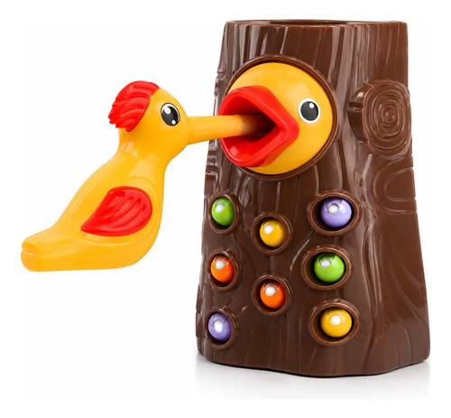 Brinquedo Pica Pau Magnético Pega Minhocas Montessori Kids Pica Pau Multicolorido