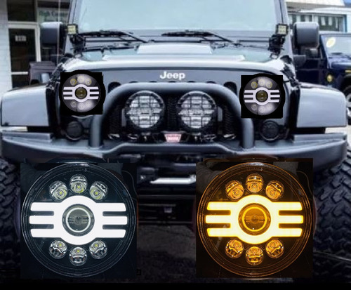 Faro Led 7 PuLG Angel Hypm Jeep Wrangler Toyota Harley Vocho Foto 5