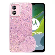 Carcasa Para Motorola E13 Glitter Incluye Pop Socket