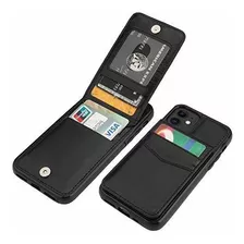 Funda Para iPhone 11 Con Monedero Y Tarjetero Negra