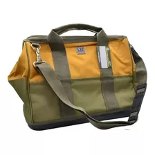 Bolsa Ferramentas 23 Bolsos Fundo Plastico Leetools 620222 Cor Caqui Com Verde