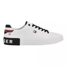 Tenis Tommy Rezz Blanco Con Talón Y Agujetas En Color Negro