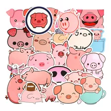 Calcomanías De Cerdo De 100 Piezas Kawaii De Dibujos Anima.