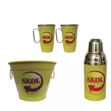 Kit Skol Balde De Gelo 2 Canecas E Porta Garrafa 600 Ml