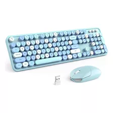 Juego De Teclado Y Mouse Inalámbricos, Teclado Retro De T