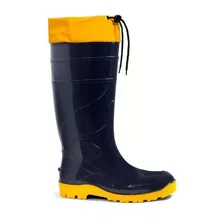 Bota Pvc Azul/amarelo Cano Longo C/ Forro E Polaina Bracol