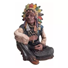 Figura Indio Geronimo Apache Guerrero Decoracion 35cm Resina