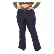 Calça Jeans Flare Cintura Alta Plus Size Basica Escura