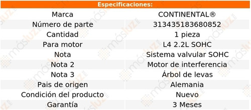 Banda Tiempo Prelude Honda L4 2.2l Sohc 92/96 Continental Foto 2