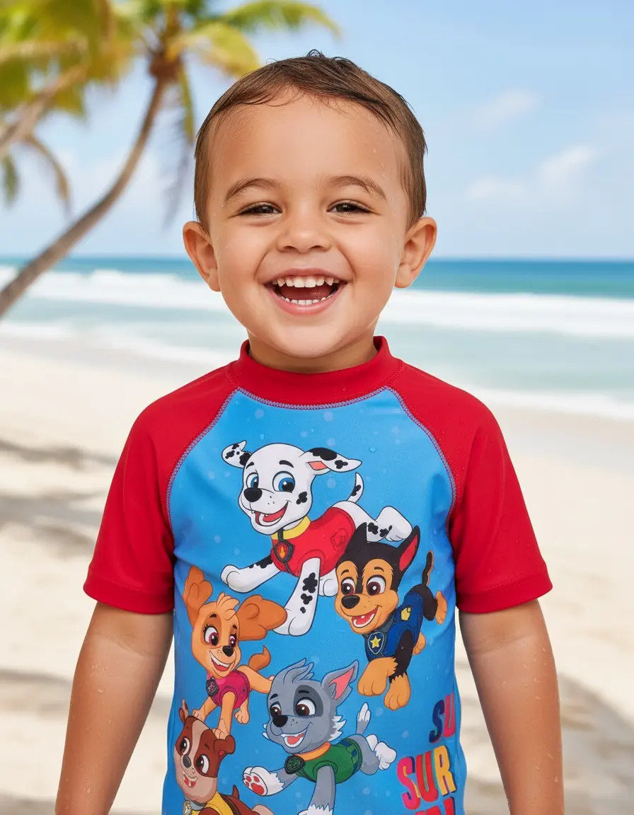 Remera Manga Corta Paw Patrol Proteccion Solar Uv50 Pileta