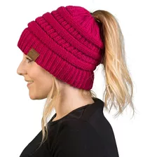 Touca Frio Inverno Gorro De Lã Com Furo Para Rabo De Cavalo