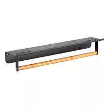 Organizador Para Baño Estante Bamboo Con Toallero Color Negro