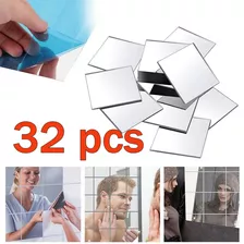Adesivo De Parede Quadrado Espelho 32pcs