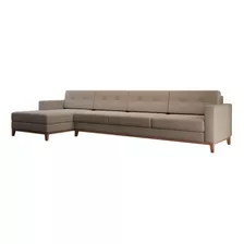 Sofá 4 Lugares Living Com Chaise Esquerdo Pés E Base Em M... Cor Bege