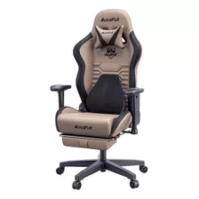 Silla Gamer Ergonómica Ajustable Cuero De Pu Marrón