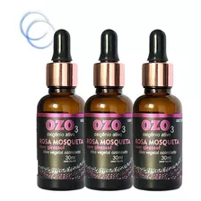  3u Óleo Ozonizado Rosa Mosqueta Vidro 30ml Tira Mancha Rugas