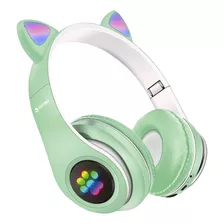 Auriculares Inalámbricos Bluetooth Suono Gatito Huellitas Color Verde