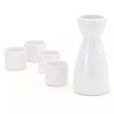 Juego De 5 Piezas De Sake Estilo Japones Blanco