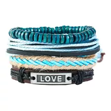 Pulseras Set X 4 Cuerda Y Cuero Lago