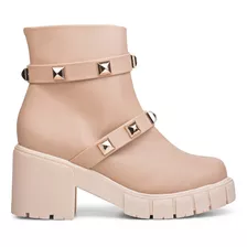 Bota Coturno Feminina Nude Spike Dourado Solado Tratorado