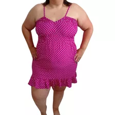 Vestido Plus Size Lastex Curto Alcinha Regulável Moda Verão