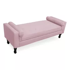 Recamier Calçadeira Baú Estofada Fênix 90 Cm Corin Rosa Bebe