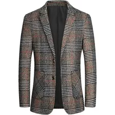 Blazer Hombre Estilo Británico Clásico Patrón De Cuadros