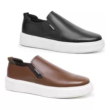 2 Pares Sapato Social Casual Loafer Couro Nobre Derby Oferta