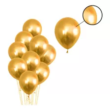 Balão Bexiga Metalizado Dourado - Cromado 25 Unidades N° 9