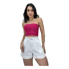 Cropped Top Faixa Reto Tomara Que Caia Bojo Verão Blogueira