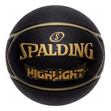 Bola De Basquete Spalding - Highlight Star - Borracha Cor Preto/dourado