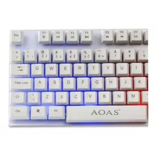 Kit Teclado E Mouse Aoas Branco Semi-mecânico Gamer Led Rgb Abnt-pt