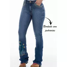 Calça Jeans Feminina Ox Horns Com Brilhos