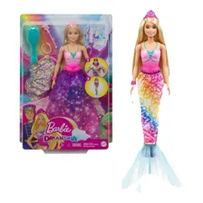 Boneca Barbie 2 Em 1 - Vestido Magico C Saia E Cauda Sereia