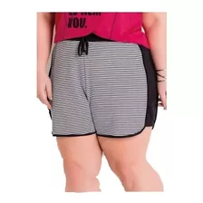 Short Listrado Plus Size Com Amarração