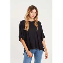 Remera Mc Geométrica De Crepe Negro - Koxis Mujer