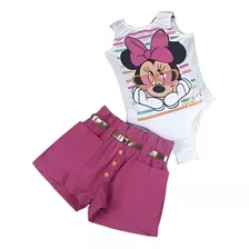 Conjunto Infantil Menina Minnie Roupa Short Bengaline Disney