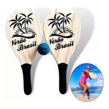 Kit 10 Pcs Frescobol Praia Jogo Tênis Raquete Atacado Promo