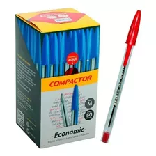 Caneta Esferográfica Compactor Economic Ponta Média C/50 Un Cor Da Tinta Vermelha